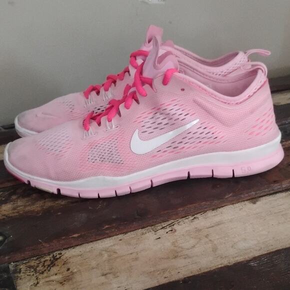 Nike Shoes - Nike Free 5.0 Pink White Mesh Women's Low Top Lightweight Athletic Sneakers